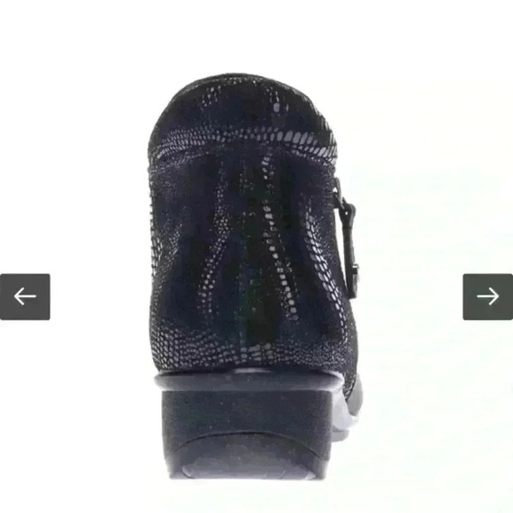 Revere Damascus Leather Shimmer Onyx Black Lizard Demi Wedge Side Zip Booties 6M - Picture 3 of 12